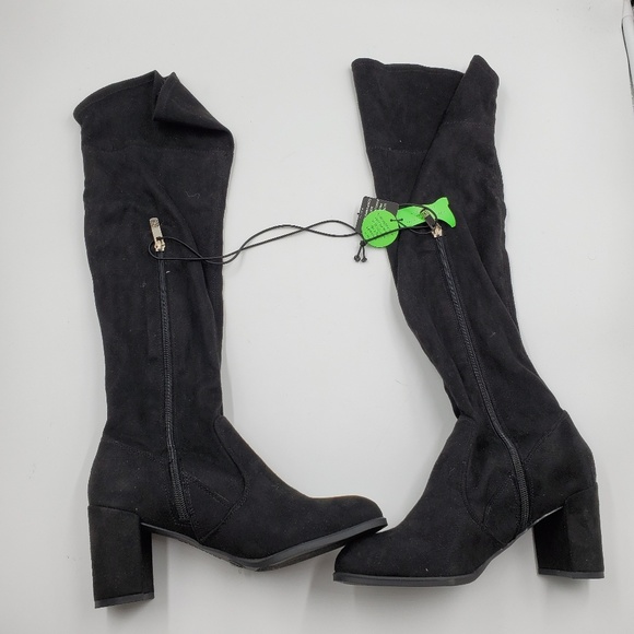 liz claiborne womens anabella over the knee block heel zip boots